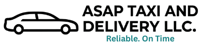 Logo for ASAP Taxi and Delivery LLC. Car icon next to text: