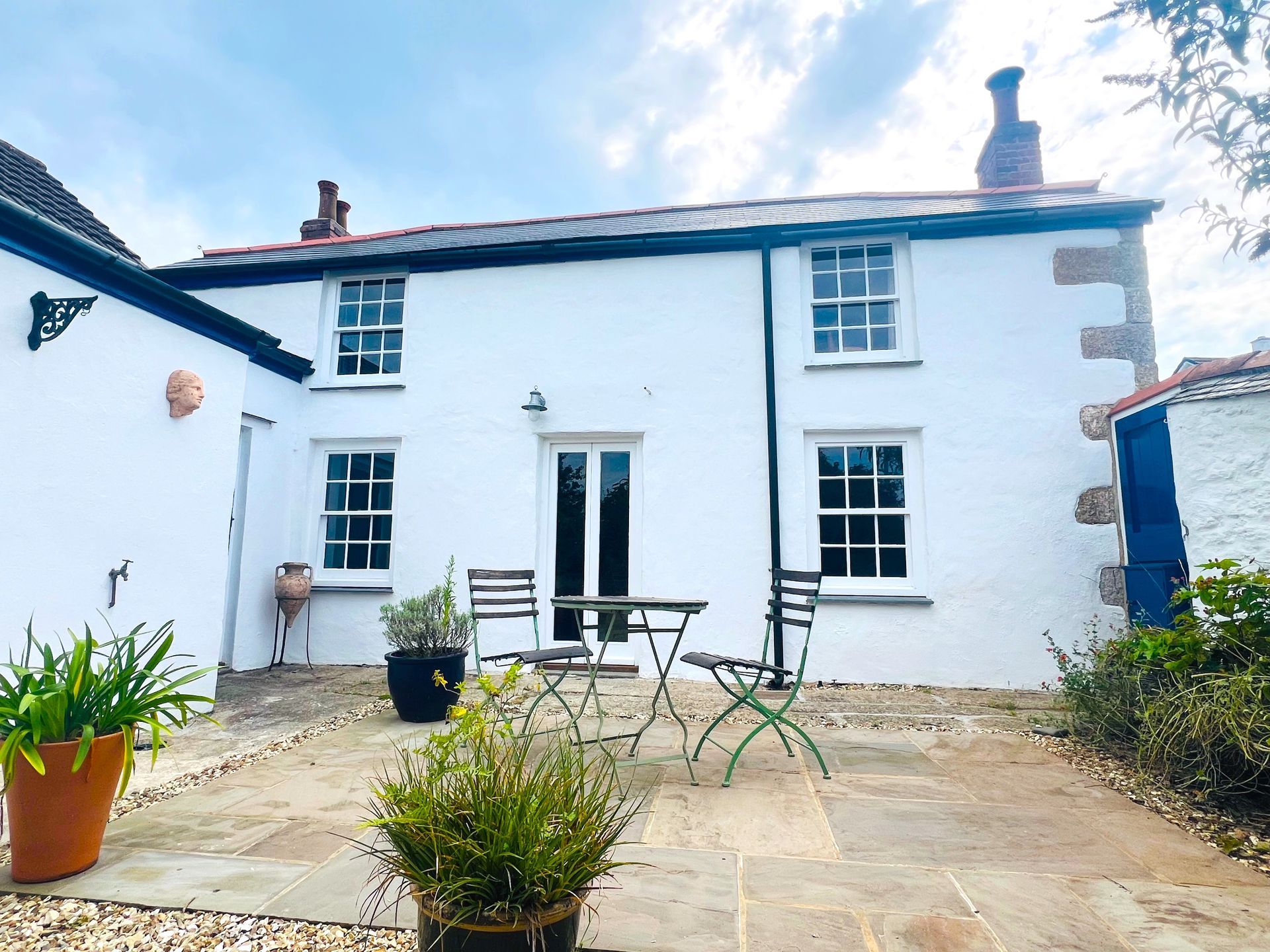 rose cottage falmouth exterior showing courtyard garden 