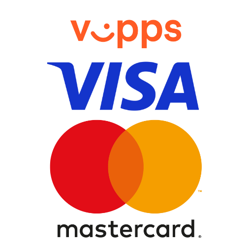 En visa og mastercard-logo på hvit bakgrunn.