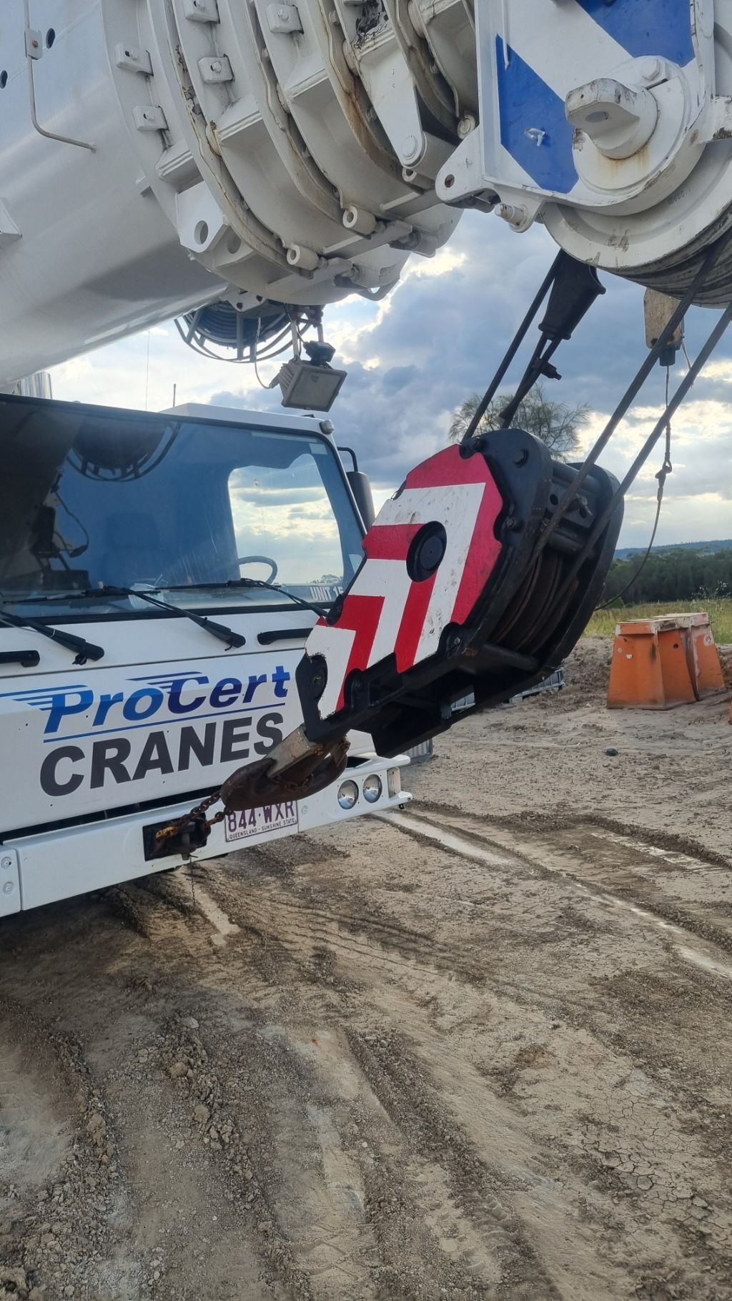 A ProCert Crain Parked Up On The Sand — ProCert Cranes In Coolum Beach, QLD