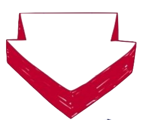 A hand-drawn style, bold red downward-pointing arrow with a white center.