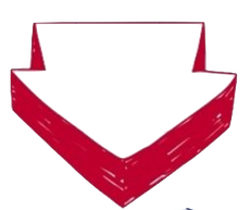 A hand-drawn style, bold red downward-pointing arrow with a white center.