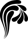 A black and white silhouette of a wave on a white background.