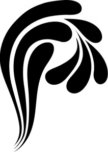 A black and white silhouette of a wave on a white background.