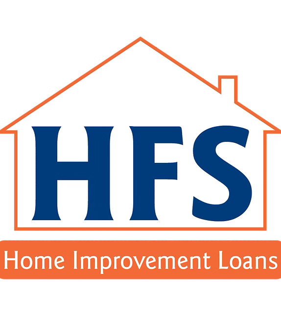 A blue and orange logo for home improvement loans