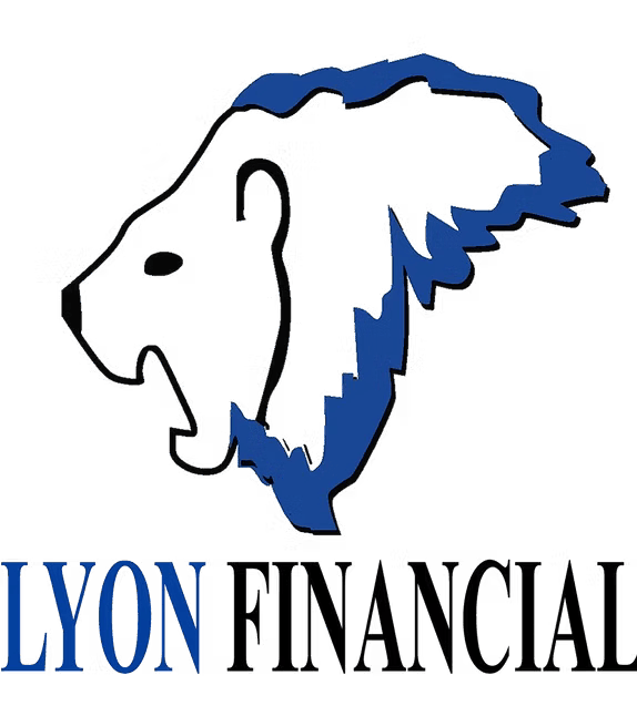 A logo for lyon financial with a lion on it