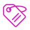 a purple icon of a price tag on a white background .