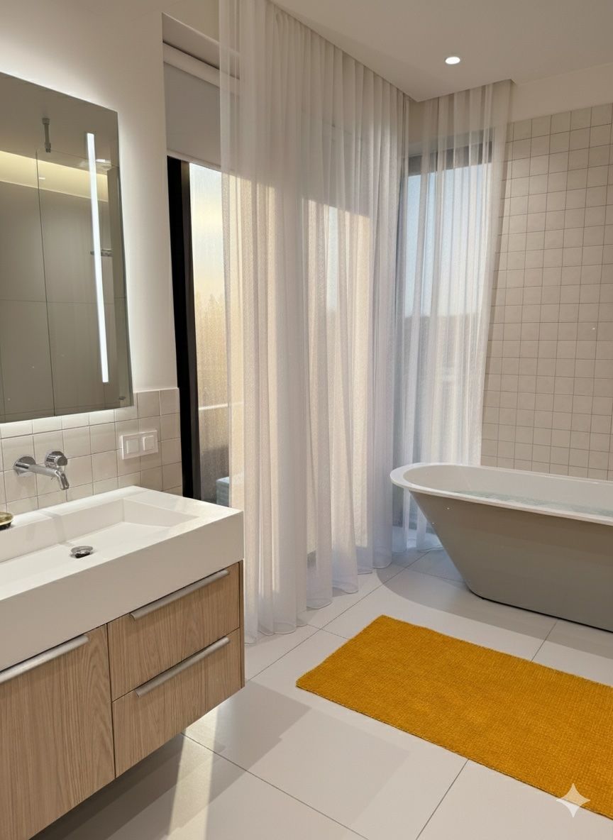 Bērnu/viesu vannas istabas interjers