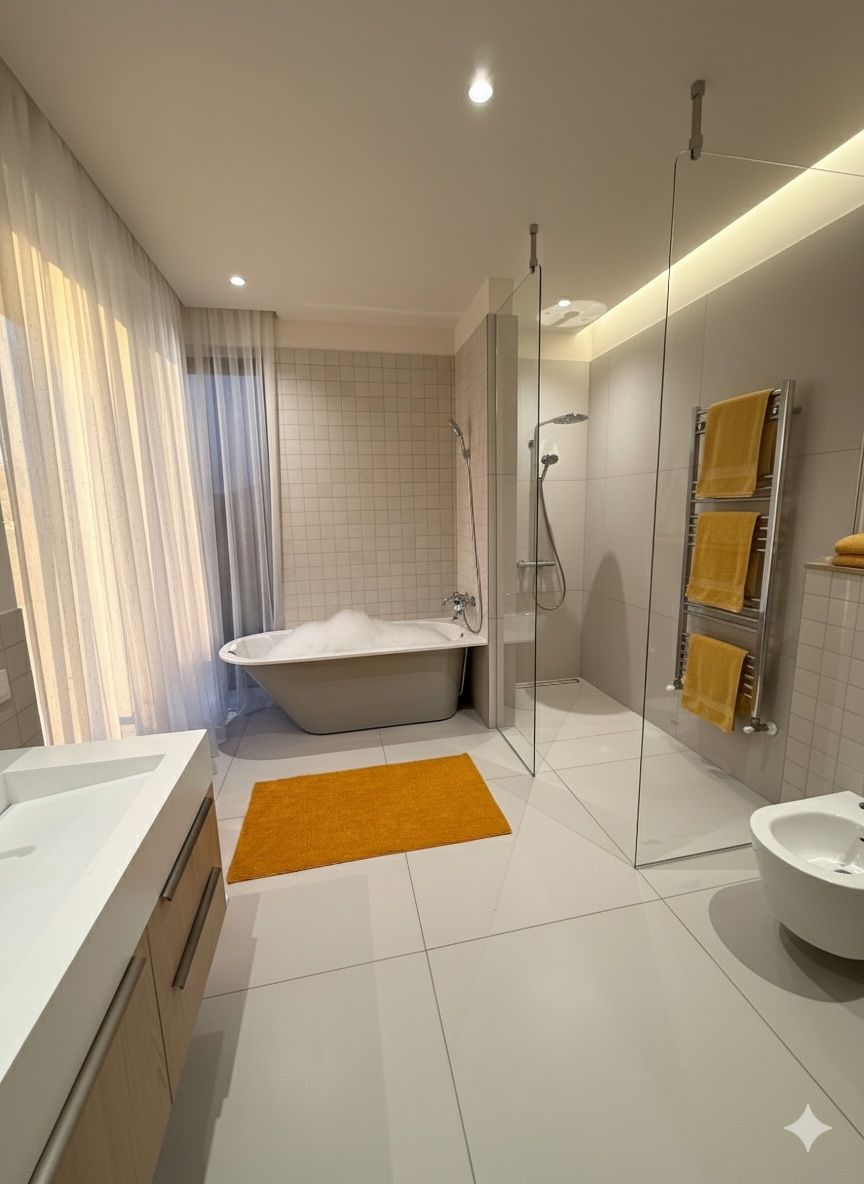 Bērnu/viesu vannas istabas interjers