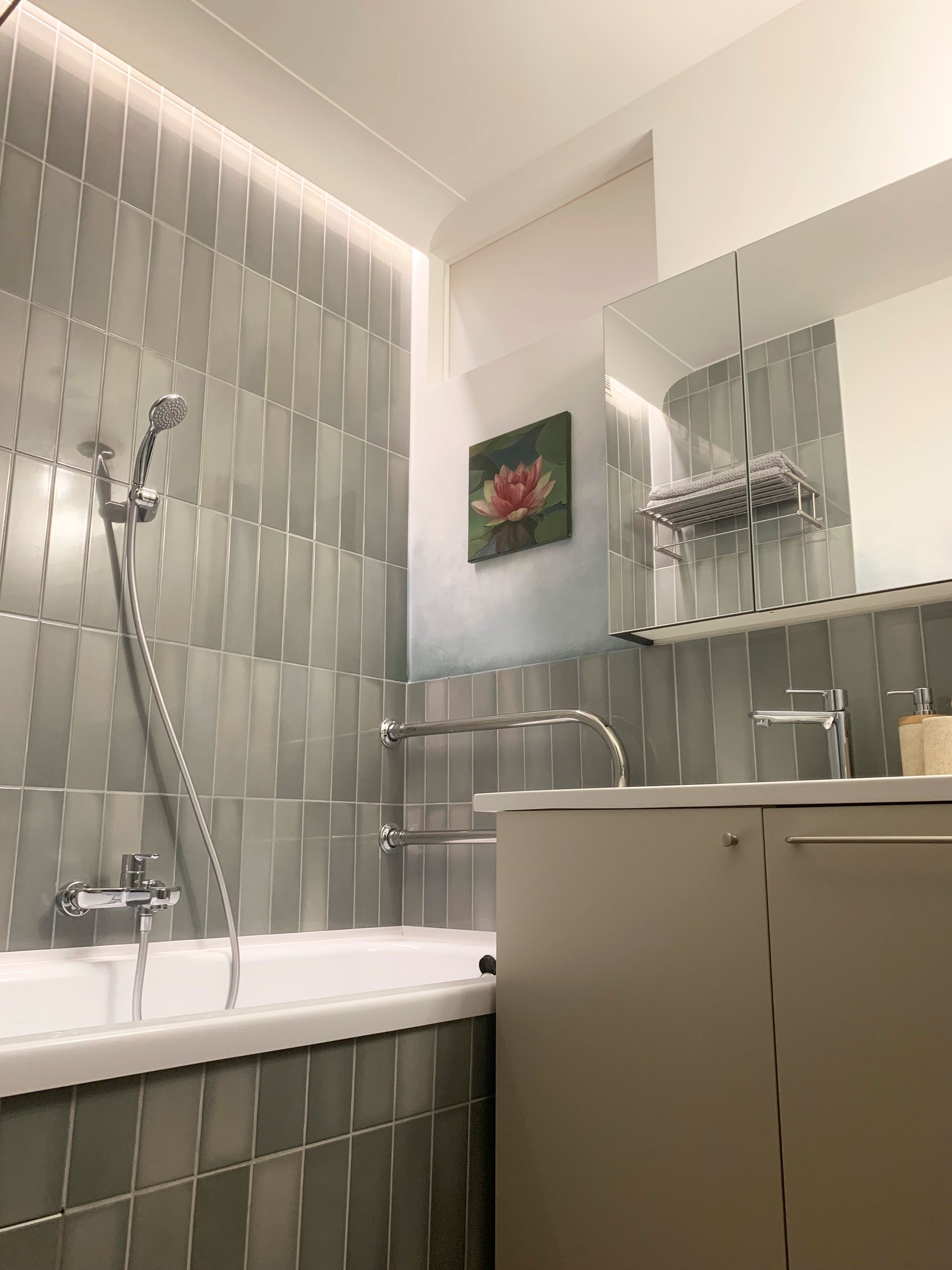 Dzīvokļa interjera dizains. Vannas istabas interjers. Detaļas.