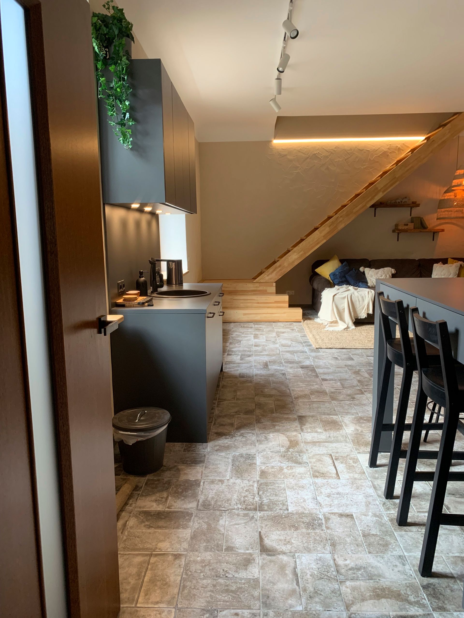 Lauku mājas viesu apartamentu interjera dizains.