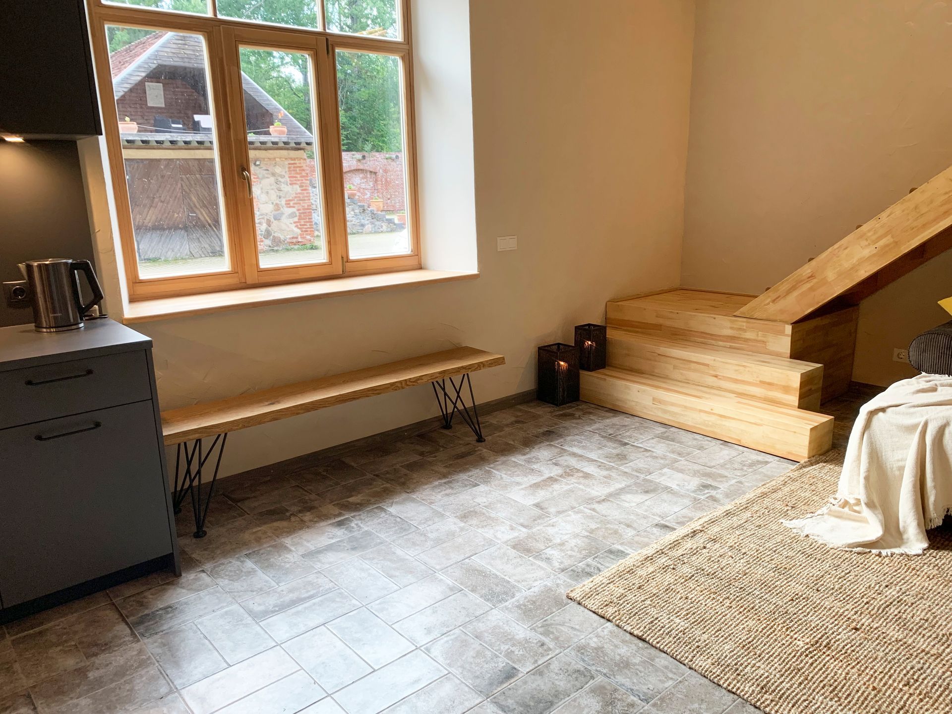 Lauku mājas Viesu apartamentu interjera dizains.