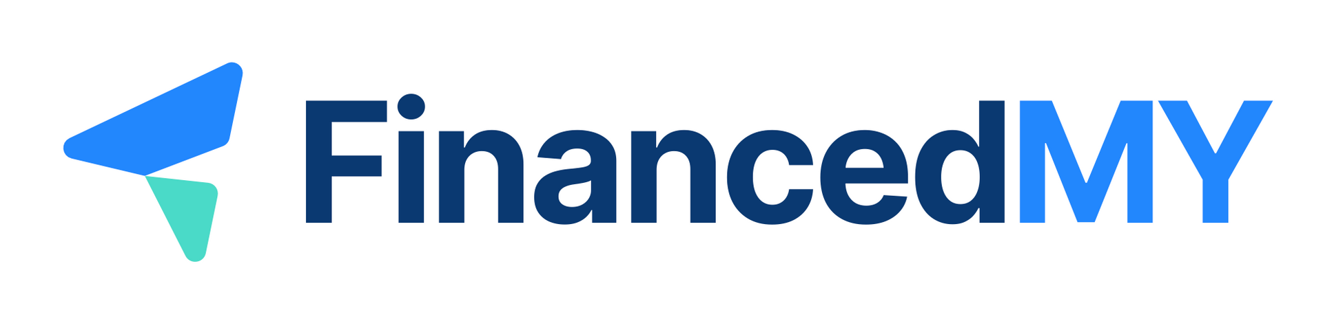 FinancedMY Logo With a Blue and Teal Abstract Shape — Lift It Equipment in Summerland Point, NSW