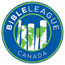 The logo for the bible league canada is a blue and green circle with a map of the world in the center.