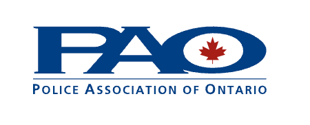 A blue and white logo for the police association of ontario