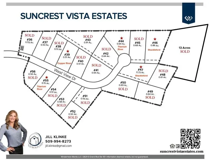 A map of suncrest vista estates with a woman standing next to it