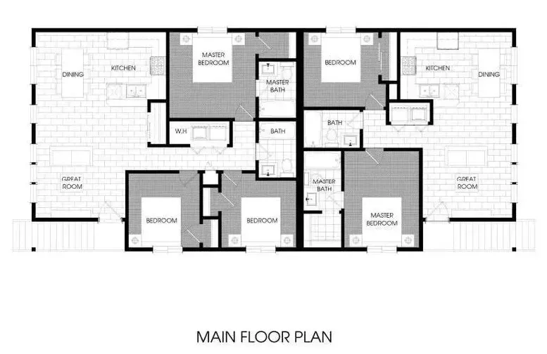 A black and white floor plan of a house.