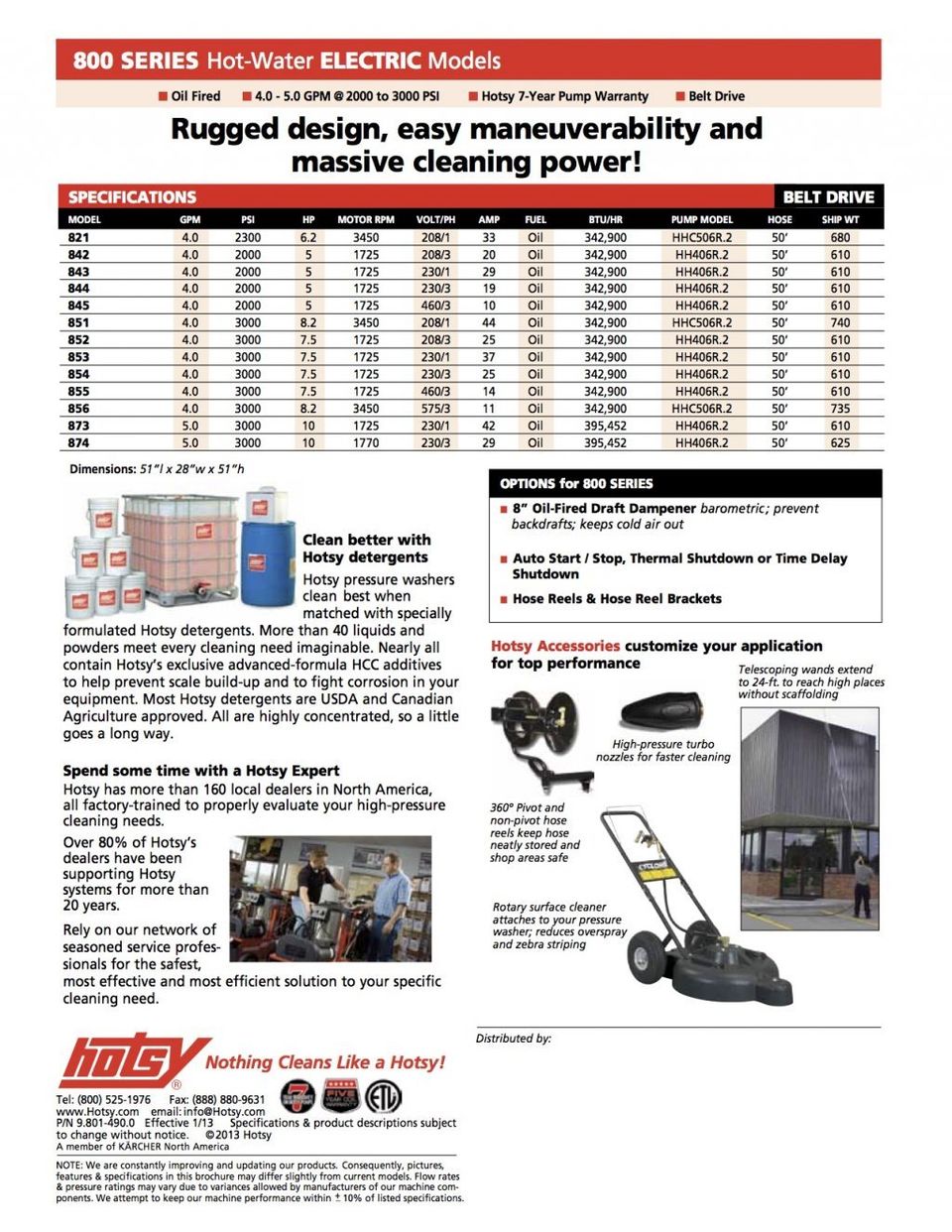 Hotsy Hot Water Pressure Washer 800 Series Product Sheet -- Page 2