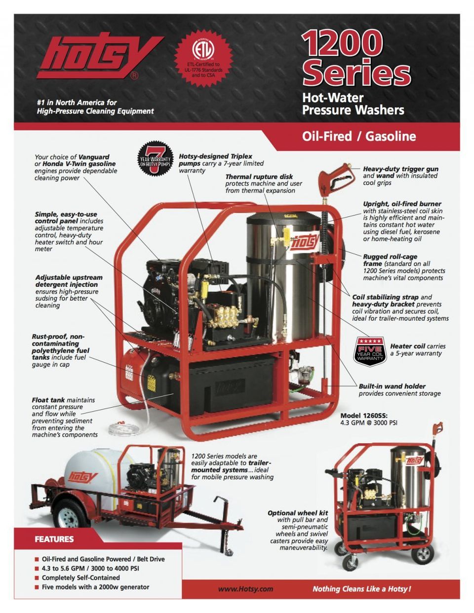 Hotsy Hot Water Pressure Washer 1200 Series Product Sheet -- Page 1