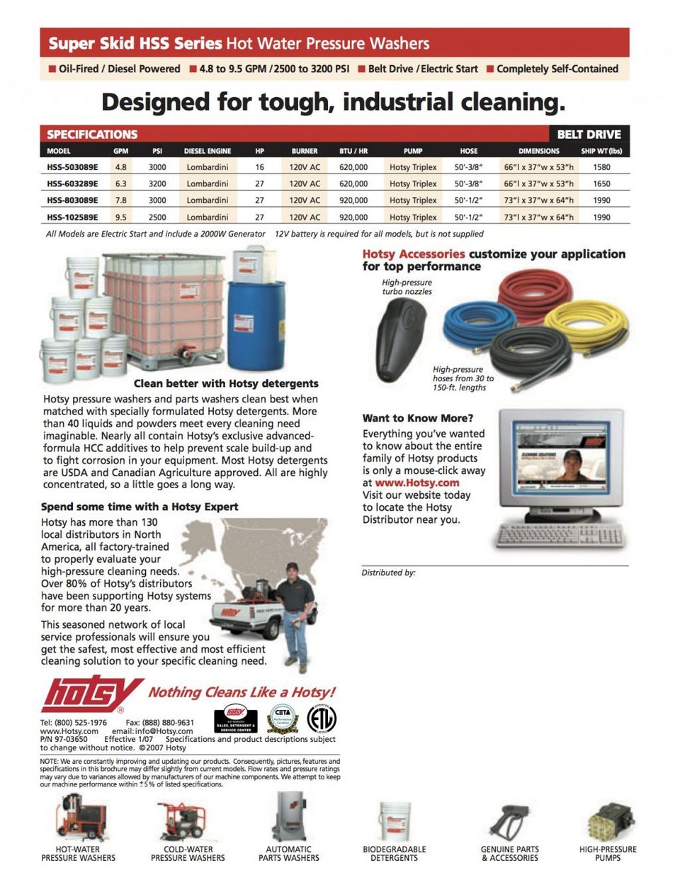 Hotsy Hot Water Pressure Washer Super Skid HSS Series Product Sheet -- Page 2