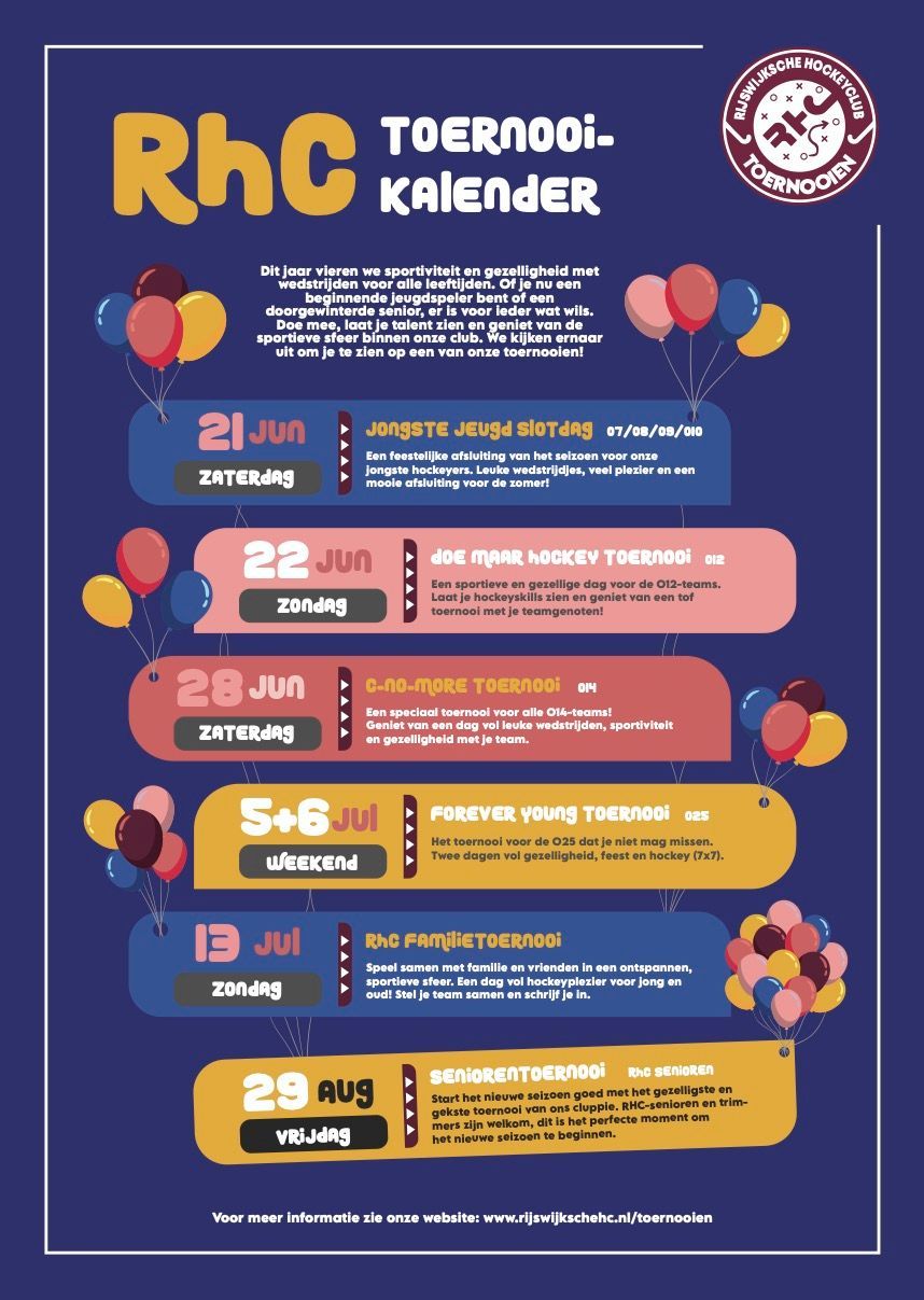 RHC toernooi kalender