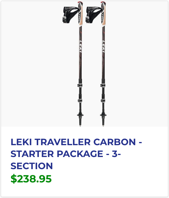 A pair of leki traveller carbon walking poles