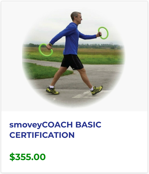 An ad for smoveycoach basic certification with a picture of a man walking