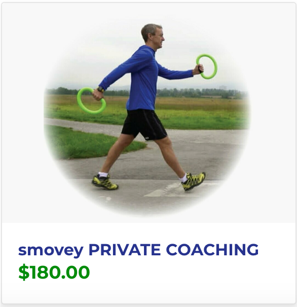 An ad for smovey private coaching shows a man walking