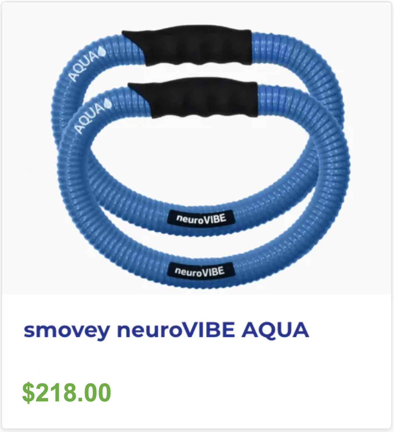A pair of blue rings with black handles called smovey neurovibe aqua