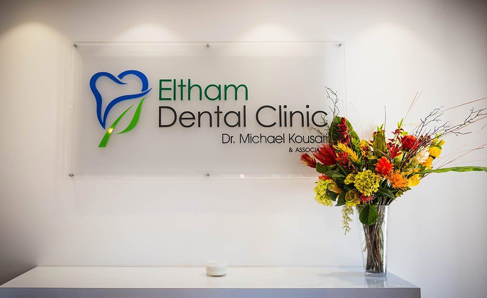 eltham dental clinic sign and flowers
