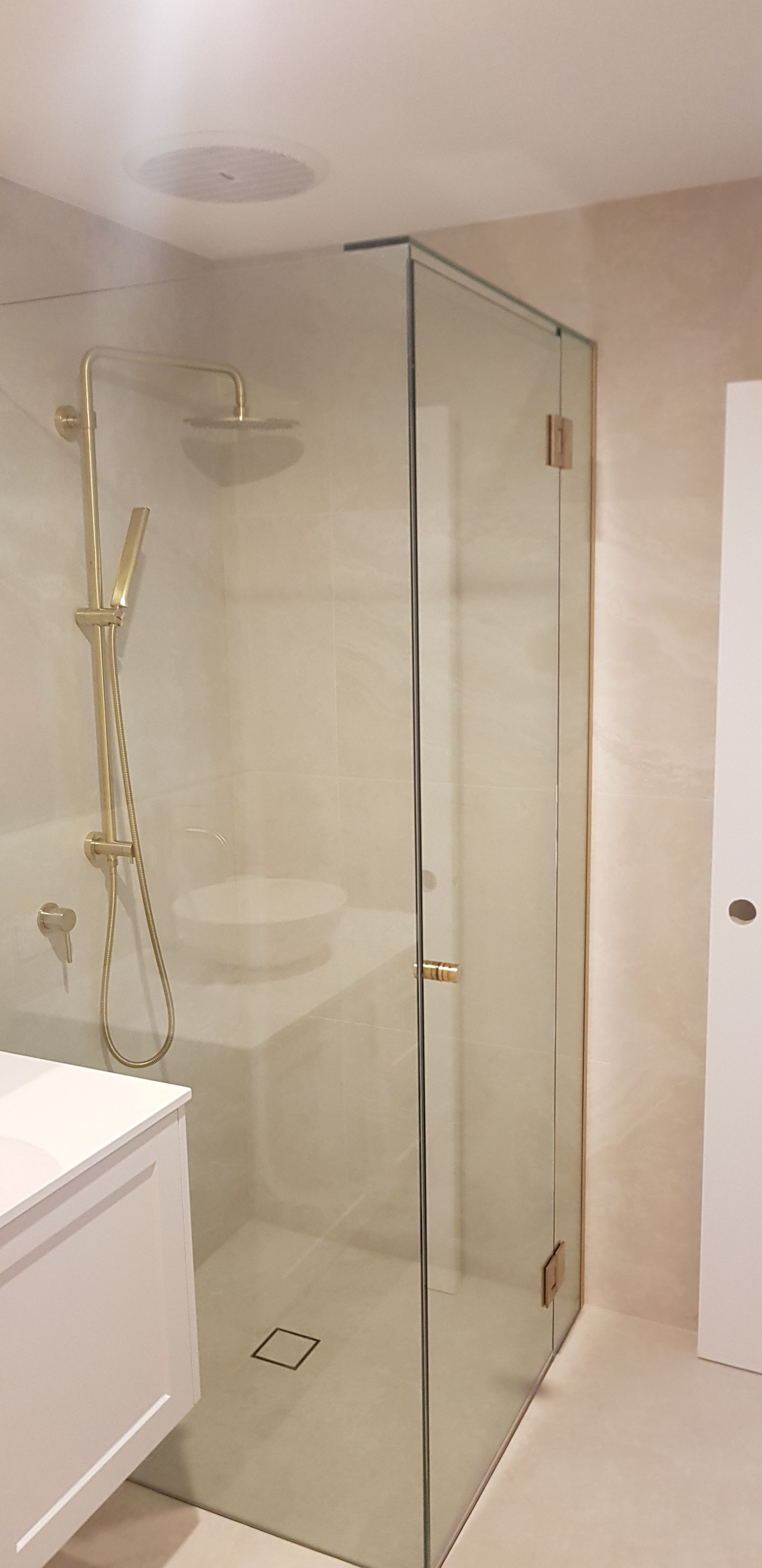 A Bathroom With a Toilet a Sink and a Shower — Luffys Glass in South Murwillumbah, NSW