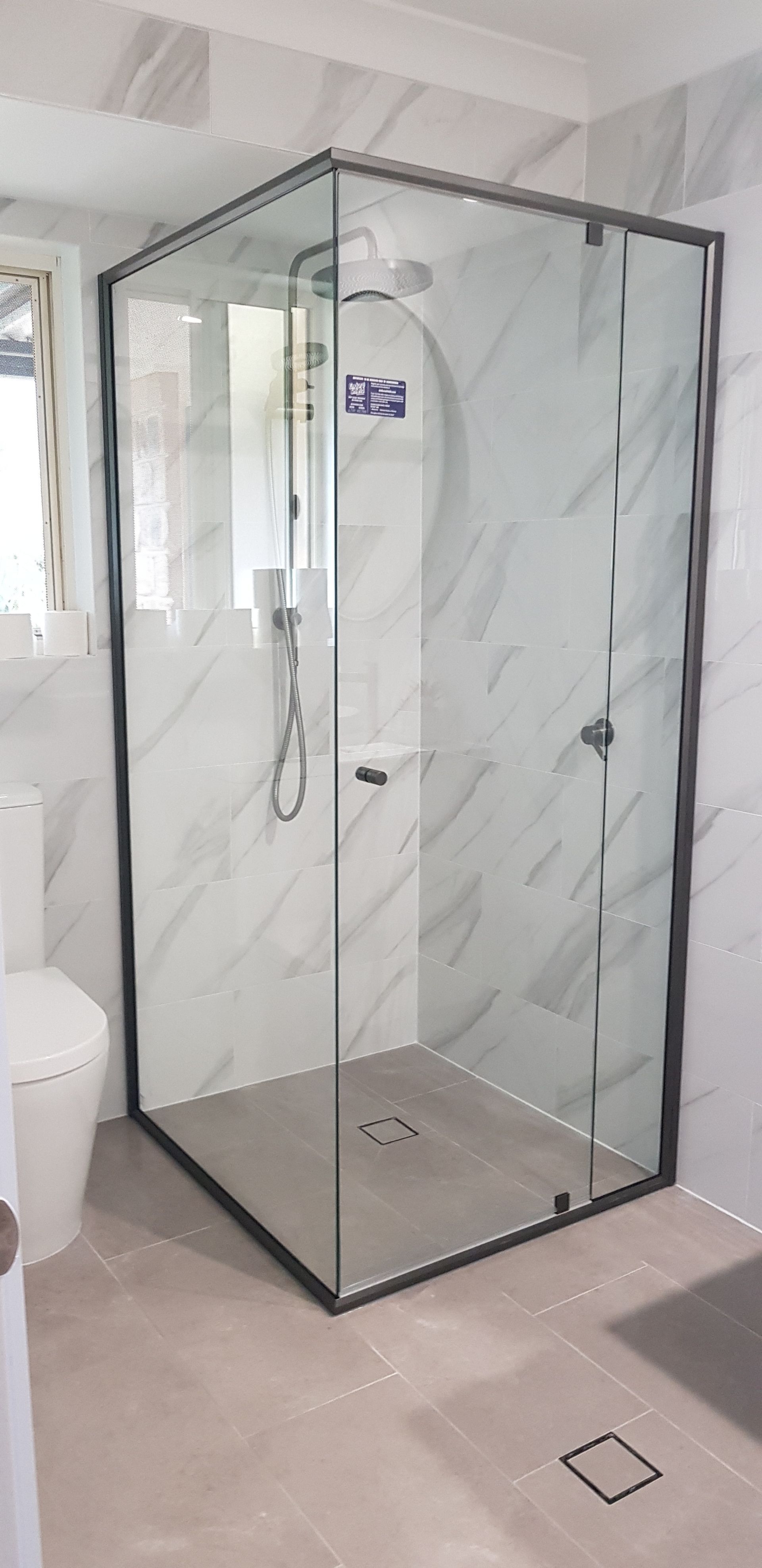 A Bathroom With a Walk in Shower With a Glass Door — Luffys Glass in South Murwillumbah, NSW