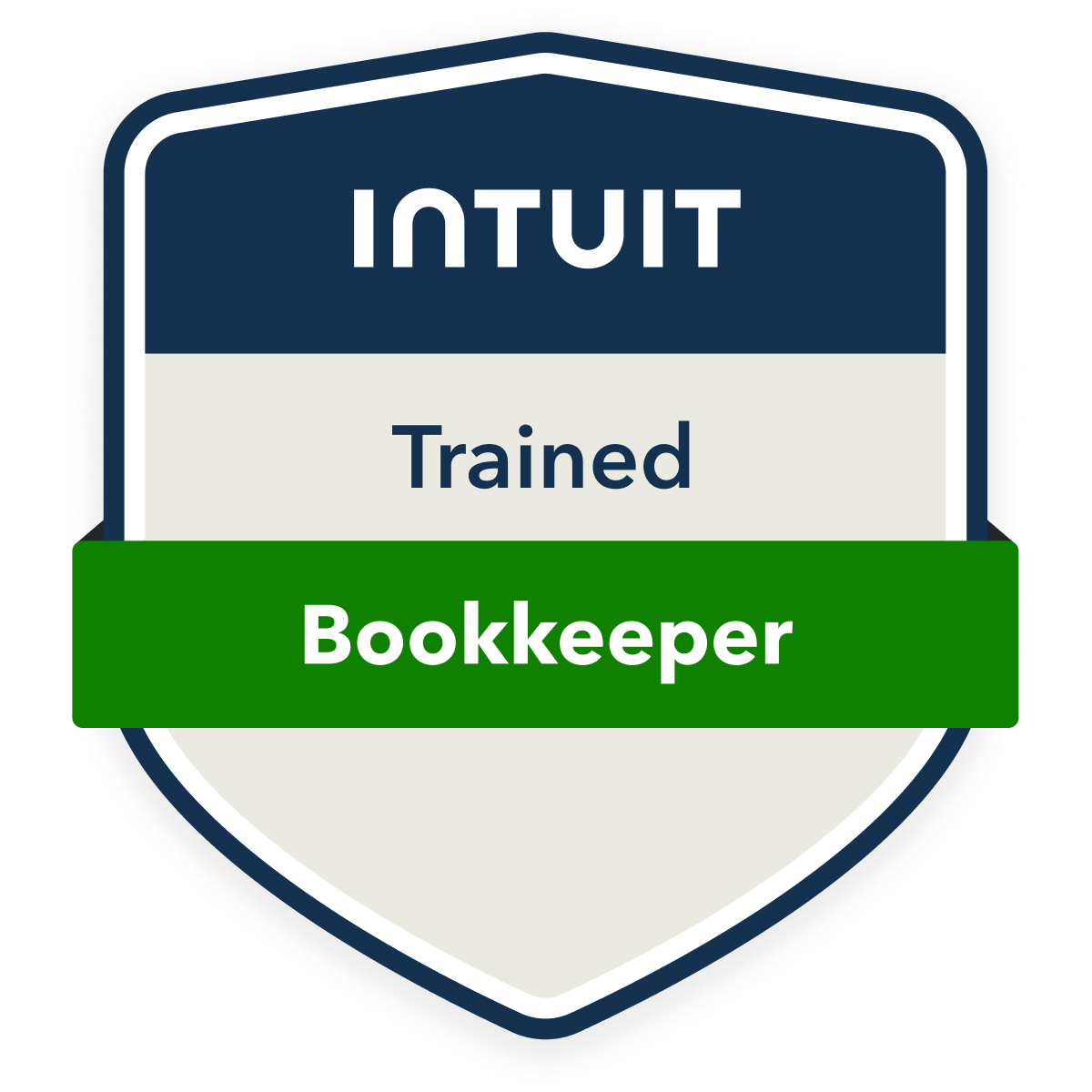 A badge that says `` trained bookkeeper '' on it.