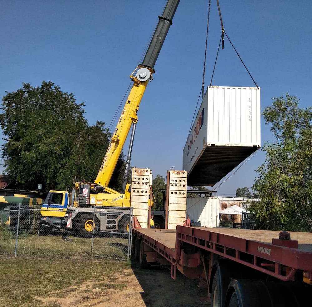 55T Loading Fuel Tank Onto Merc — Complete Crane Hire (NT) Pty Ltd in Pinelands, NT