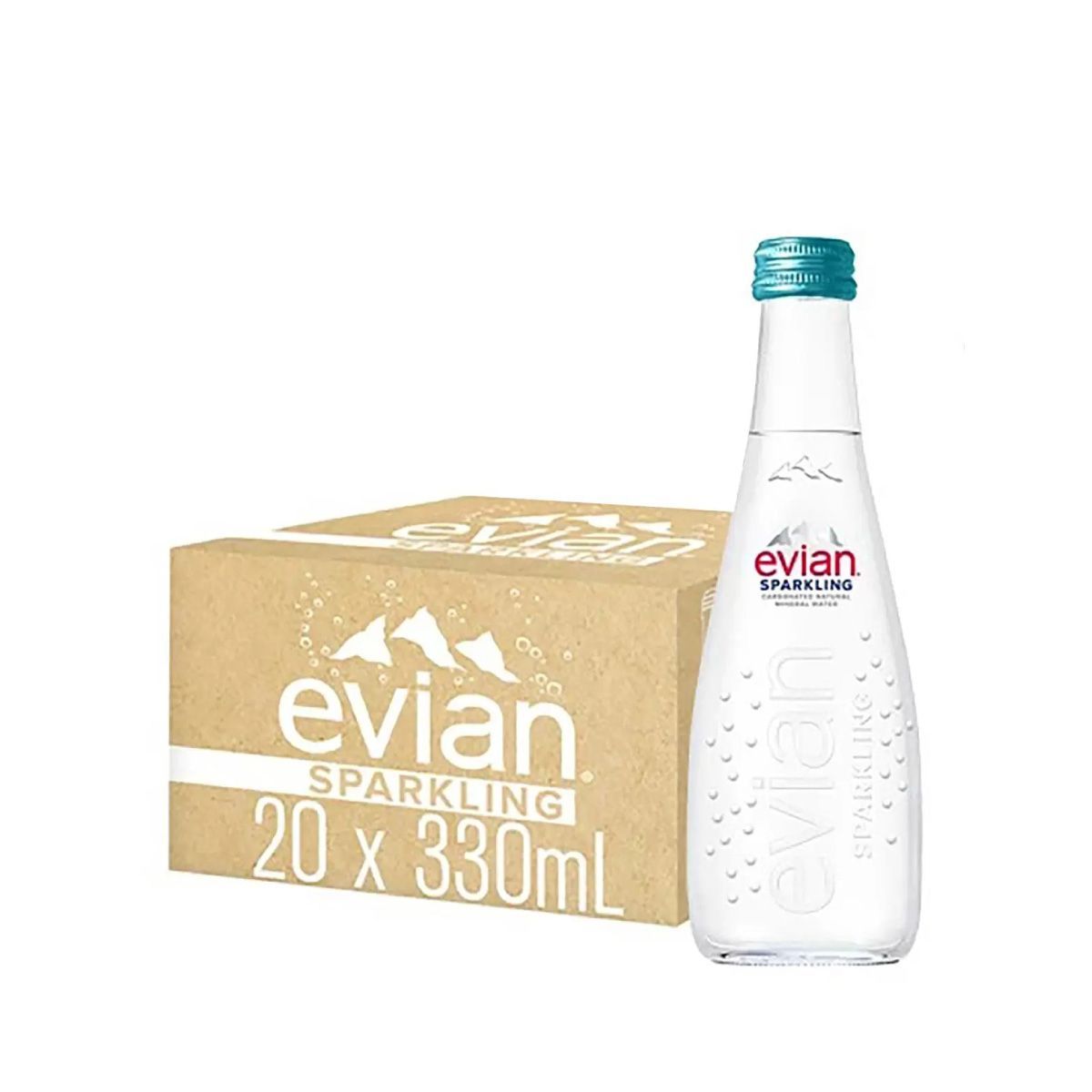 【Evian】氣泡天然礦泉水 330毫升 X 20入(玻璃瓶裝)