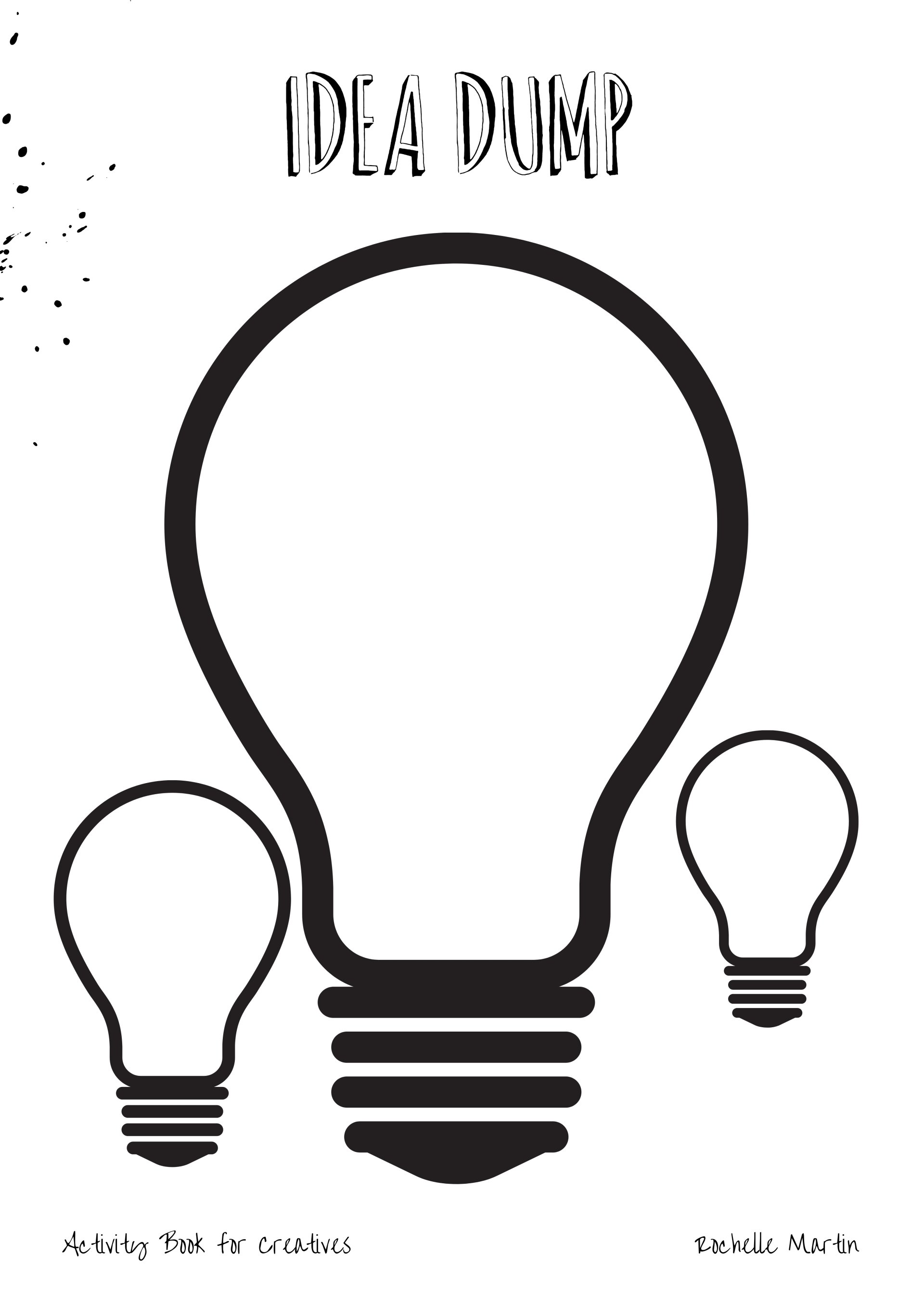 A black and white drawing of a light bulb with the words `` idea dump '' written on it.