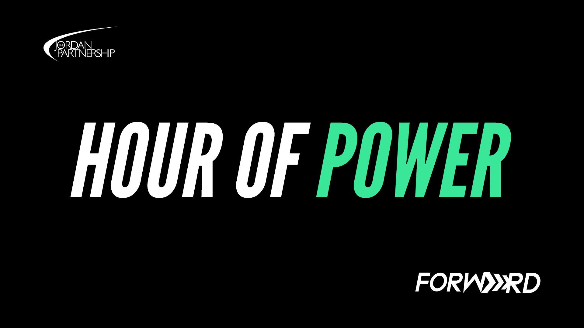 The word hour of power is on a black background.