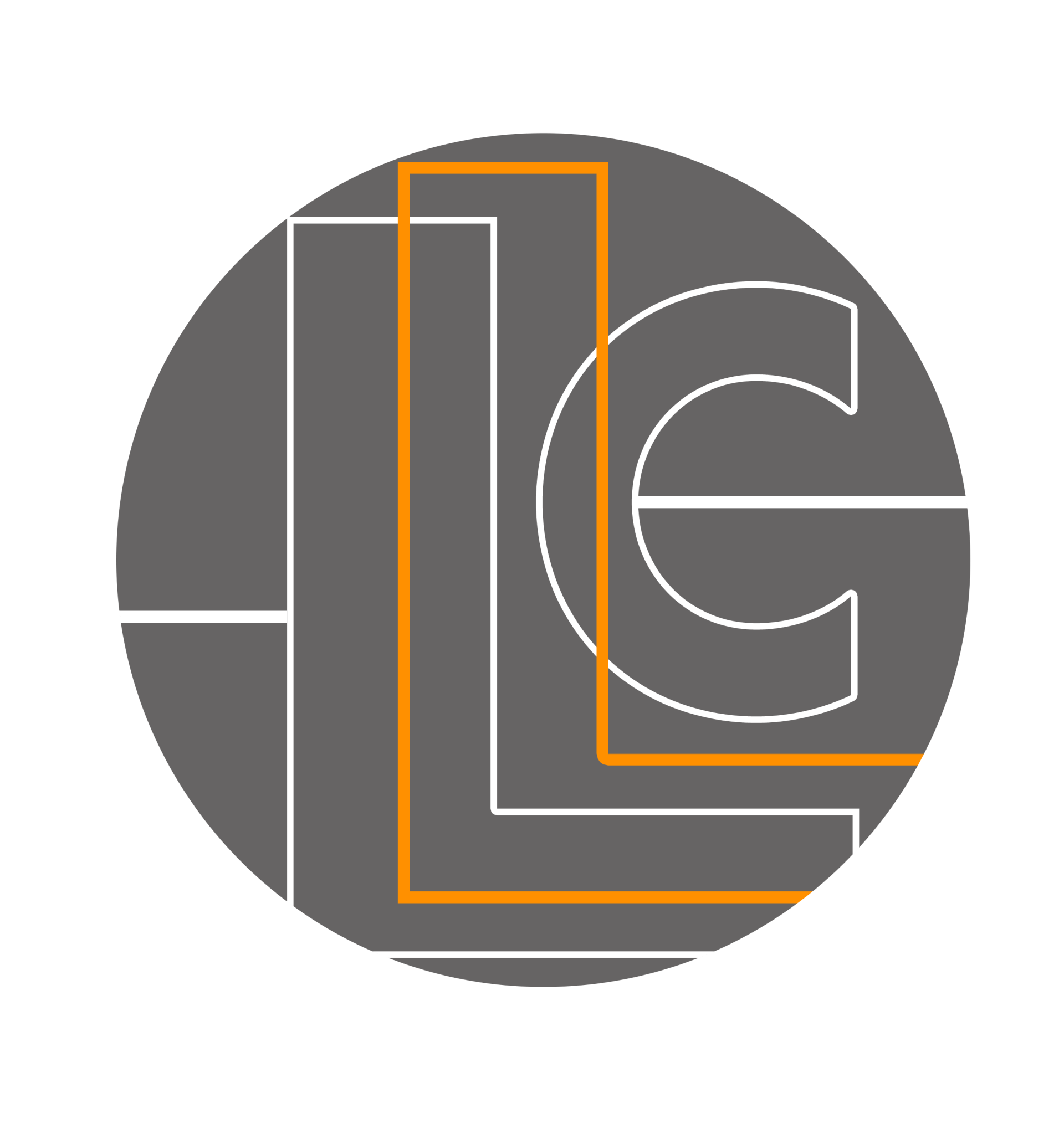 Gray circle logo with white 