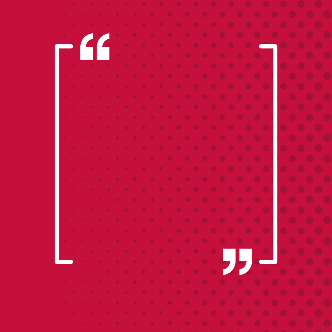 White quotation marks on a red dotted background, framing space for text.