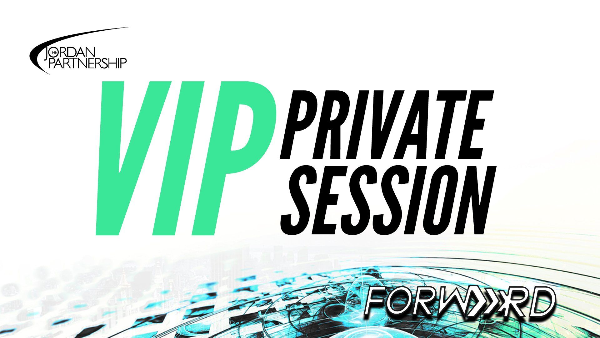 A poster for a vip private session with a water background.