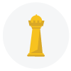 A gold chess piece with a crown on top of it.