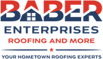 A logo for a company called baber enterprises inc roofing and more