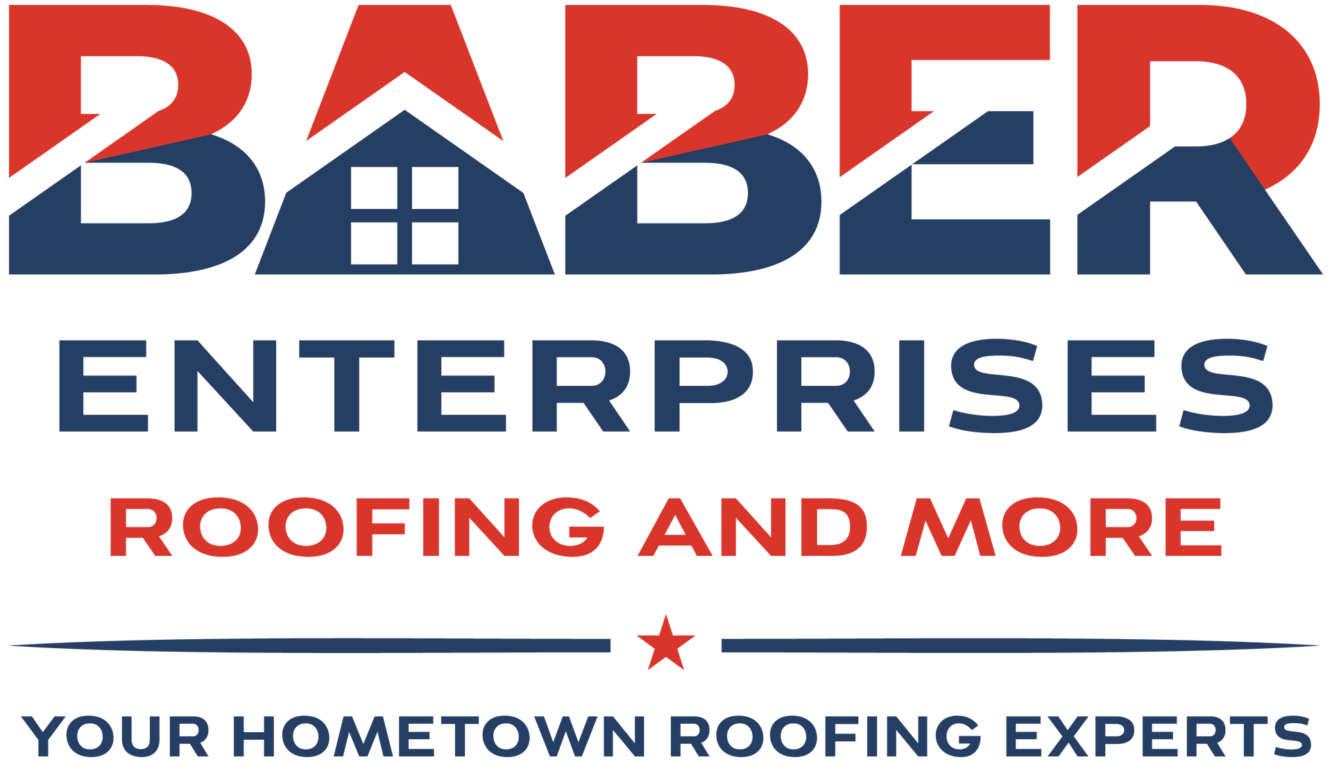 The logo for baber enterprises inc roofing and more cheers to 40 years.