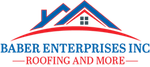 A logo for a company called baber enterprises inc roofing and more