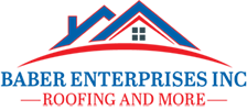 A logo for a company called baber enterprises inc roofing and more