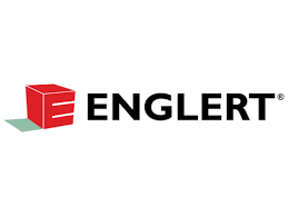 The logo for englert is a red cube with the word englert on it.