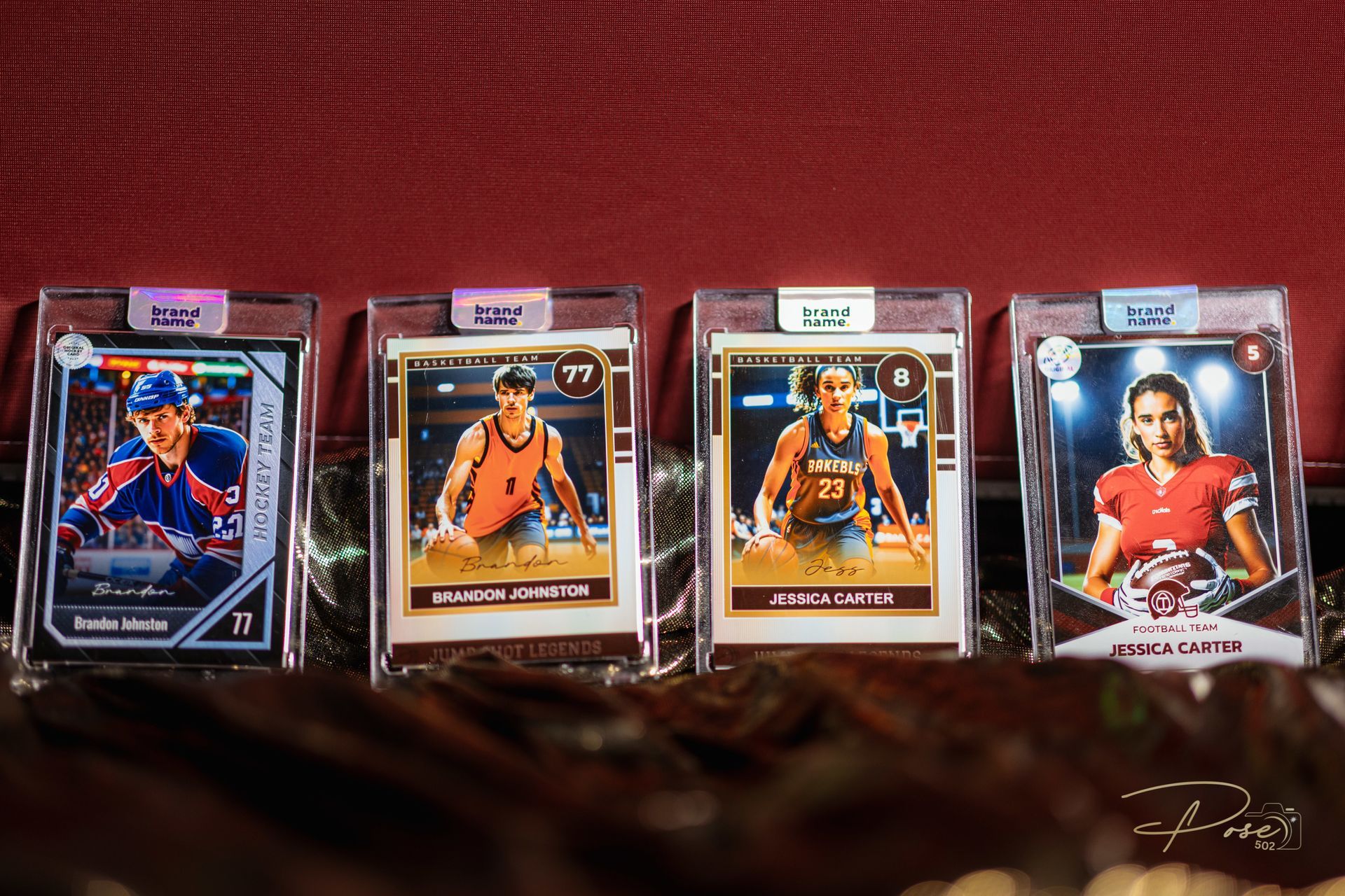 Sports Trading Cards turning men and women into hockey players, basketball players and football players
