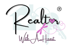 Logo reading “Realtor with All Heart” in black script with a pink heart and bow accents.