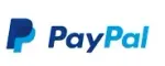 The paypal logo is blue and white on a white background.