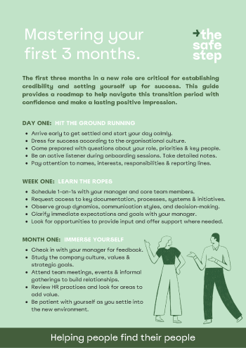 Preview of a flyer called 'Mastering your first 3 months'